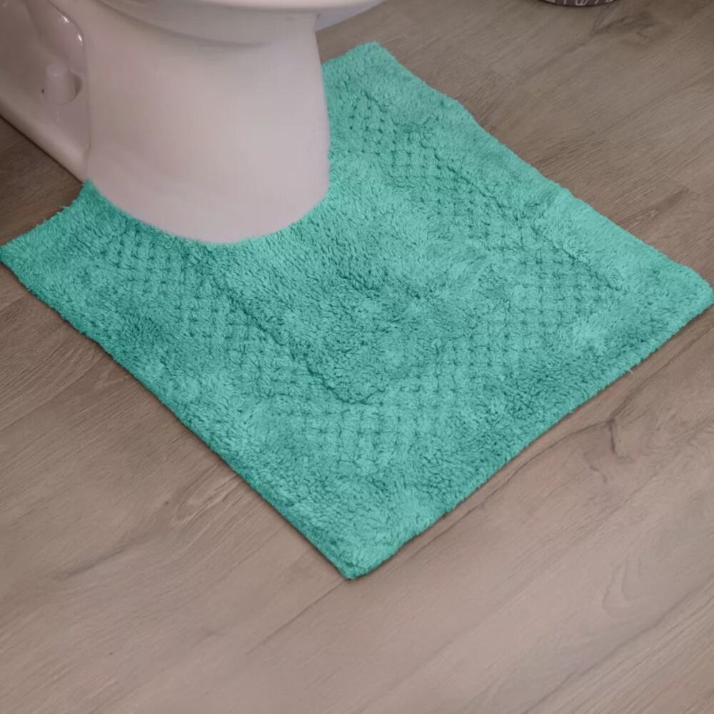 20"x20" Classy Bathmat Collection Aqua Cotton Tufted Bath Rug - Home Weavers
